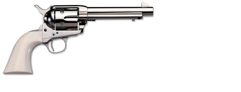 Uberti 1873 Cattleman Desperado Revolver 356131, 45 Colt, 5.5", Polished Nickel , Buffalo Horn Style Grip 2 Uberti 1873 Cattleman Desperado Revolver 356131, 45 Colt, 5.5", Polished Nickel , Buffalo Horn Style Grip