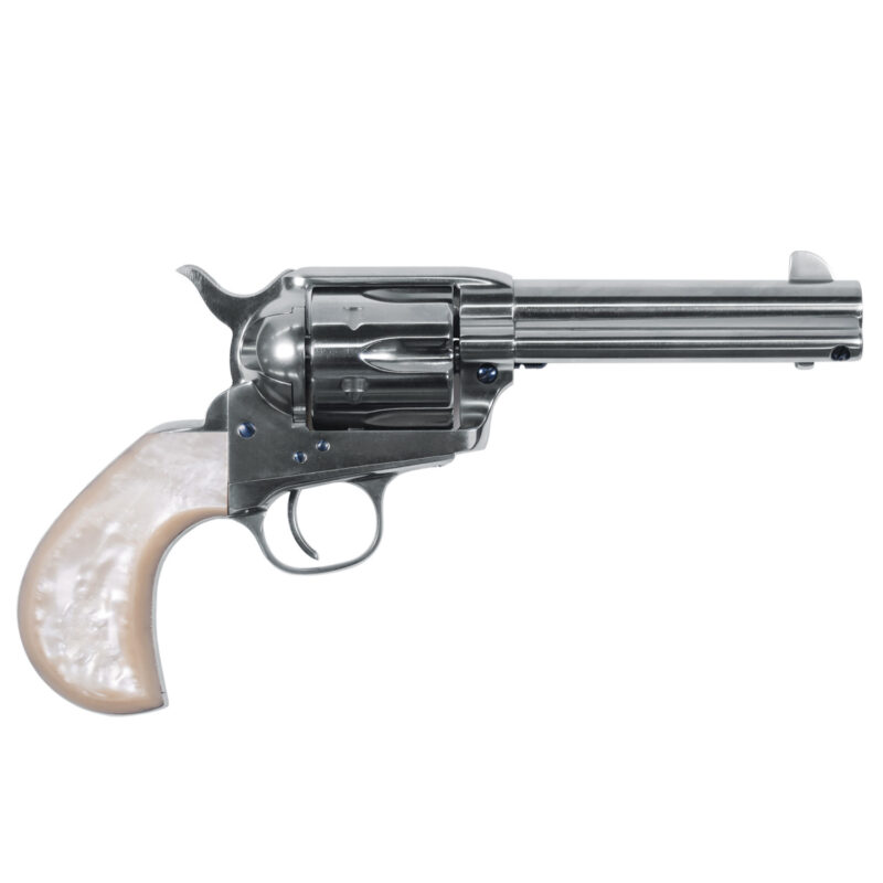 Uberti 1873 Single Action Cattleman Doc Holliday 45 (Long) Colt 4.75in Nickle Revolver - 6 Rounds 3 Uberti 1873 Single Action Cattleman Doc Holliday 45 (Long) Colt 4.75in Nickle Revolver – 6 Rounds